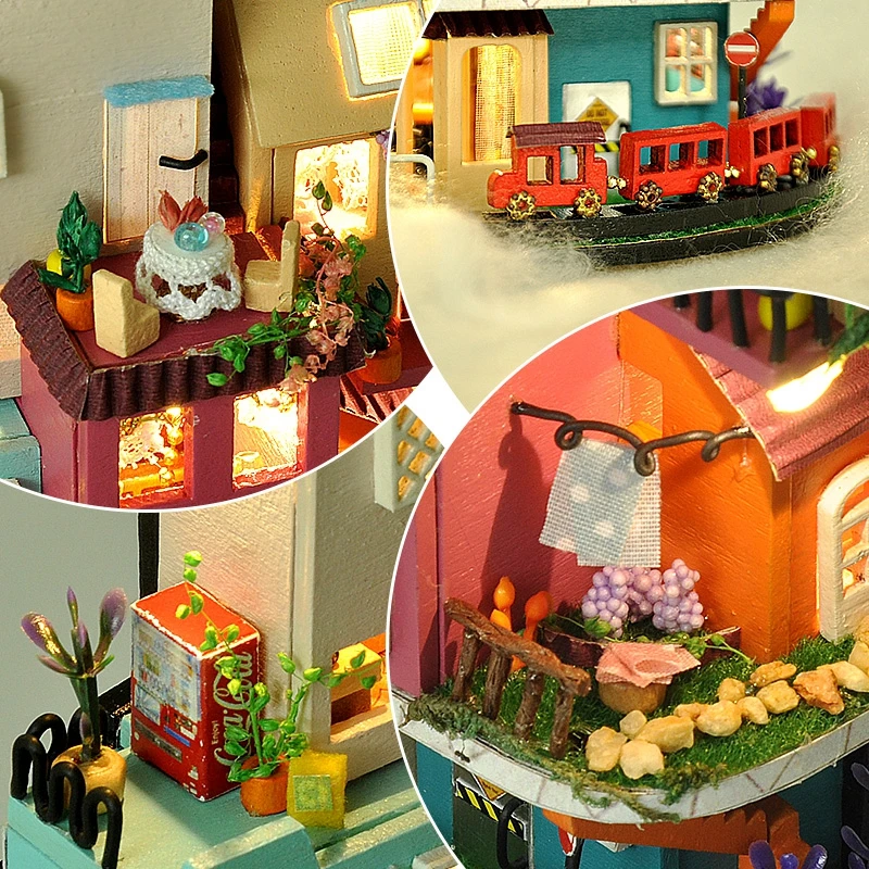 DIY DollHouse with Dust Cover Doll House Miniature Dollhouse Furniture Toys for Children New Year Christmas Gift Casa tc2