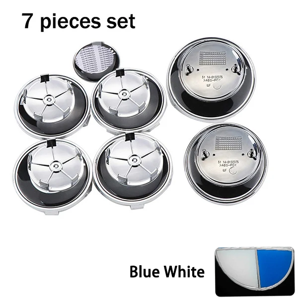 Blue and White 7 шт. 74 мм 82 мм Автомобильная эмблема значок капот передний задний багажник логотип для E46 E39 E38 E90 E60 Z3 Z4 X3 X5 X6 автомобильные аксессуары 1 комплект - Цвет: Blue and White