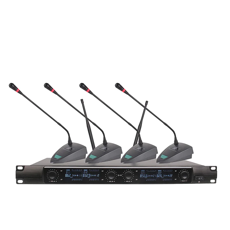 Металлическая 4-канальная UHF Беспроводная микрофонная система, 4 ручных микрофона для сценического церковного семейного сбора караоке