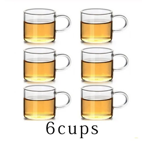 6 cups 5 размеров, хорошее прозрачное боросиликатное стекло, чайник с 304 нержавеющим стальным ситечком для заварки, нагреваемый кофе, чайник, набор инструментов - Цвет: 6 cups