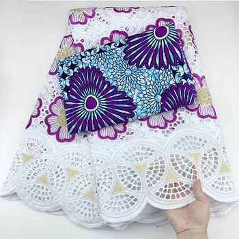 

Latest Purple Nigerian Swiss Lace High Quality Swiss Voile Lace In Switzerland Dry Cotton African Lace Fabric For Party dress