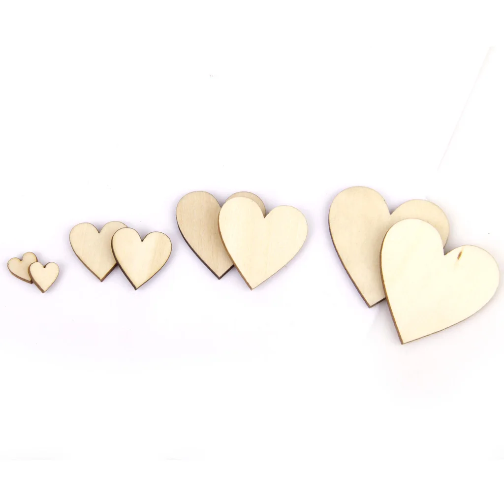 Wholesale Blank Wood Heart Embellishments Wood Heart Slices for Wedding Valentine DIY Arts Crafts Card Making