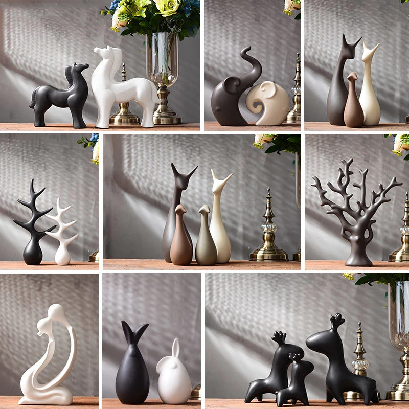 

Nordic Ceramic Animal Sculpture Miniature Model Home Furnishing Decoration Crafts Office Coffee Accessories Wedding Decor Gift