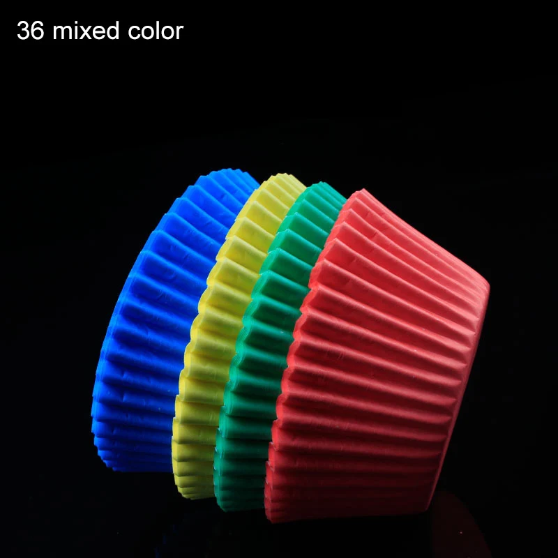 36 mixed color 100 шт., форма для кексов, форма для торта, антимасляные бумажные стаканчики для торта, кухонные аксессуары, инструменты для украшения торта, маленькая коробка для пирожных - Цвет: 36 mixed color