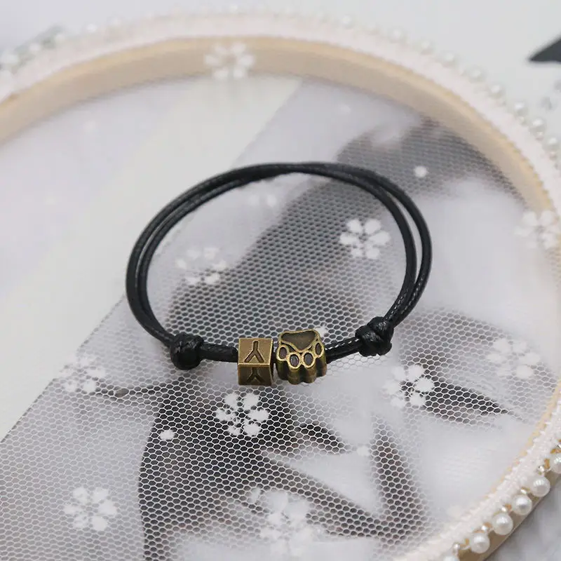 Новые модные браслеты для женщин и мужчин браслет с буквами A~ Z и бронзовые следы браслет с подвесками ручная работа Веревка Цепь - Окраска металла: Y