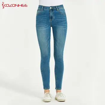 

Fashion Stretch Light Blue Pencil Jeans Women High Wais Elasticity Leggings Jeggings Moustache Effect Skinny Women Jeans #04