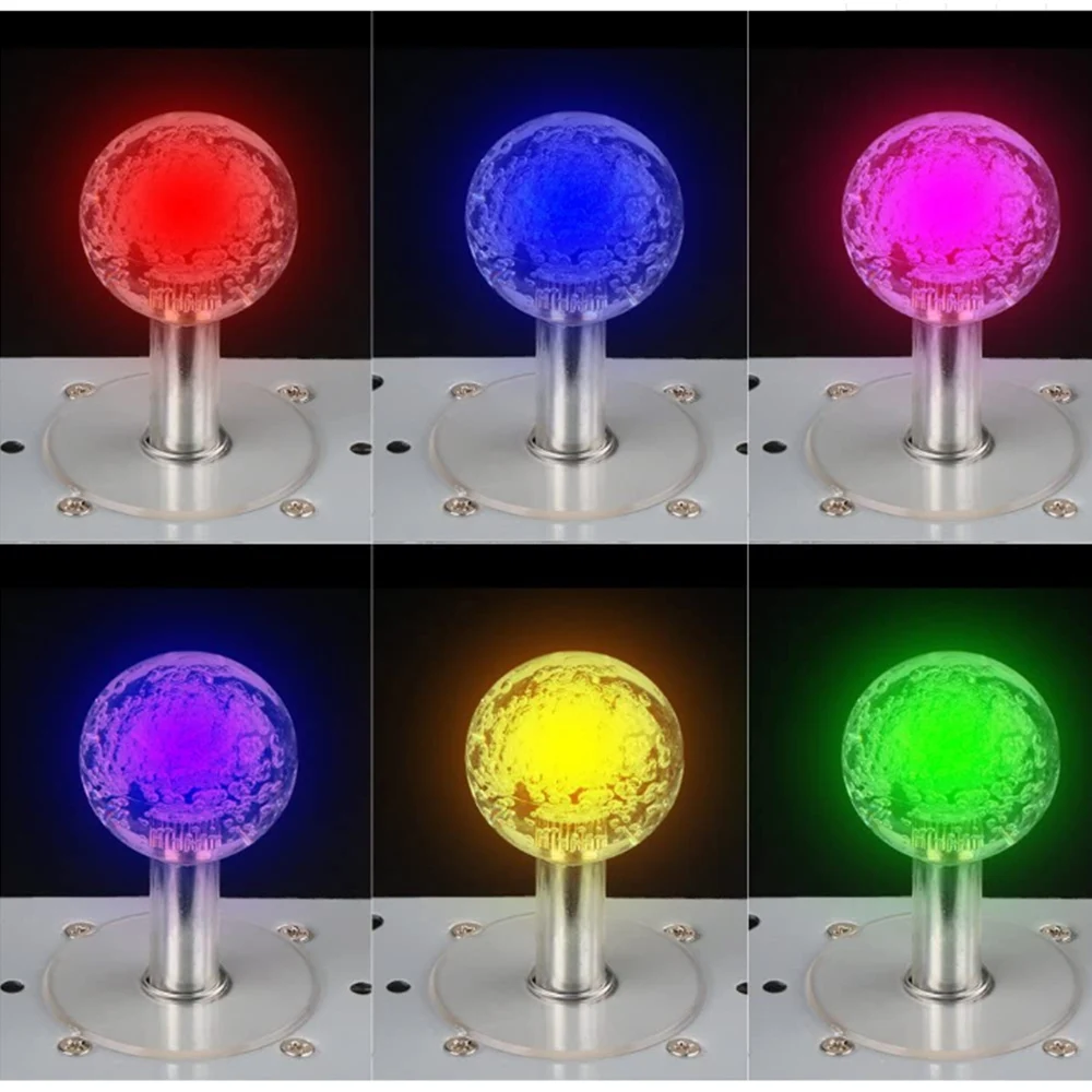 LED Arcade Joystick with Colorful Light, Lighting Joysticks for Arcade Game, Fishing Machine, DIY Kit, 12V, 1Pc