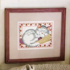 

H T Precision print cross stitch Set European magazine crazy103-2 sleeping cat cute animal