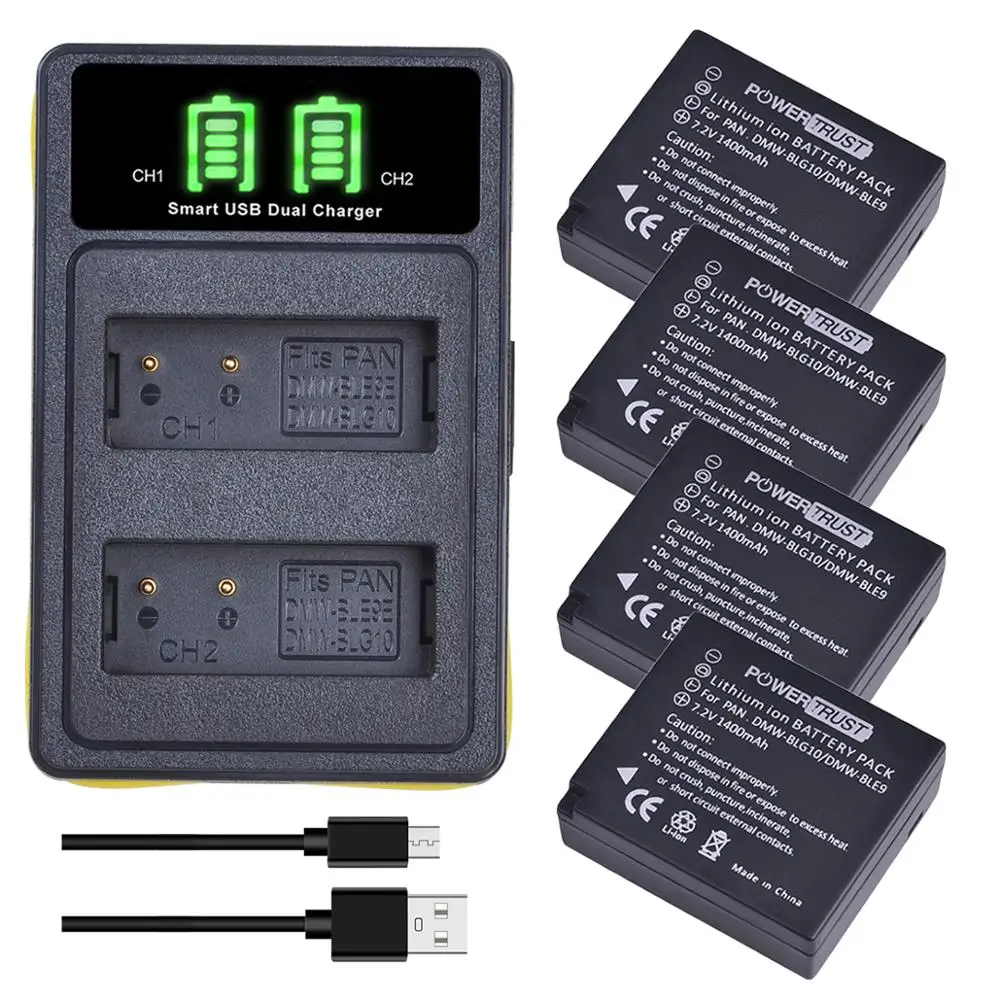 Dmw-Blg10 Blg10 Dmw-Ble9 Battery + New Led Dual Usb Caricatore Con Il Tipo C Per Panasonic Bpdc15 Lumix Dmc-Gf5 Gf6 Gx7 Lx100 Gx80 Gx85
