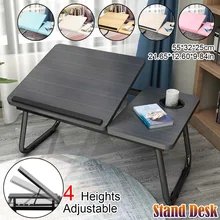 Ajustável dobrável mesa portátil notebook mesa de café da manhã servindo bandejas cama dobrável mesa do computador carrinho preguiçoso cama bandeja
