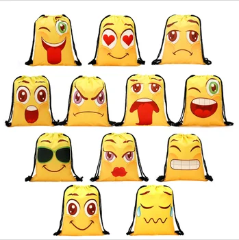 

Customized Logo Lovely Cartoon Girl style Emoticon pattern Polyester Drawstring Bags Anniversary Gift Bag Sports backpack
