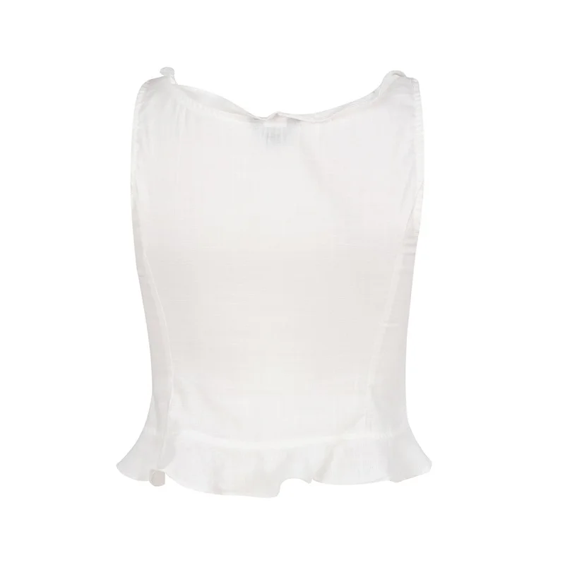 Летний модный тонкий однотонный топ на шнуровке без рукавов из тонкой ткани SML, XL, XXL, 2 цвета, Женский Повседневный короткий топ на бретелях