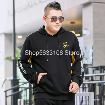 

Baolima Big Size Sweater Loose Plus Fat Plus Large Size Men's Wear With Cap Pullover Top Fat Fat Man Printing Clothes
