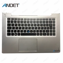 Чехол для lenovo IdeaPad U430 U430P с подставкой для рук, корпус для клавиатуры Великобритании, верхний чехол с сенсорной панелью и подсветкой, серебристый цвет
