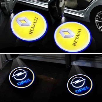 

2X LED Car Door Welcome Light Projector Logo For Opel astra h j g k corsa d b c e Renault megane 2 3 4 Clio captur duster Triber
