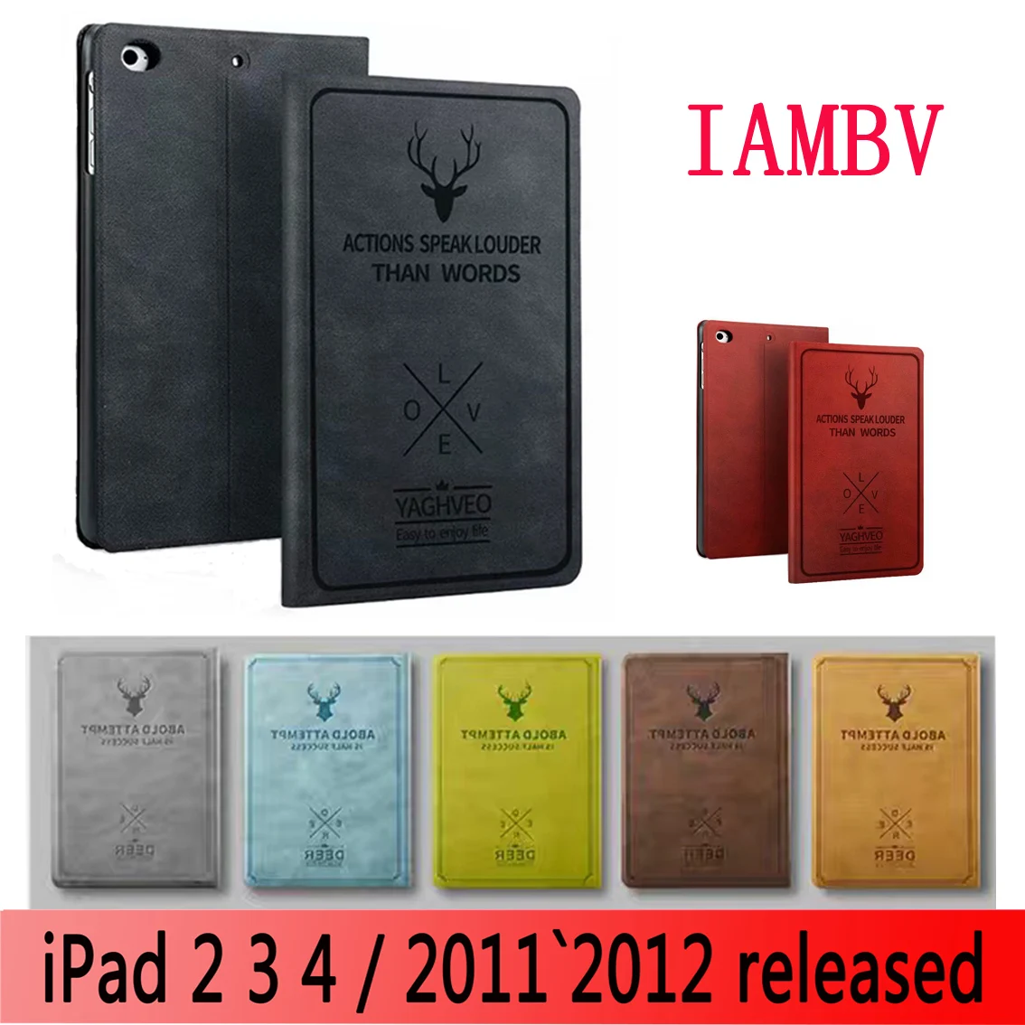 Чехол для iPad 2 3 4 олень новый узор искусственная кожа умный чехол планшета с