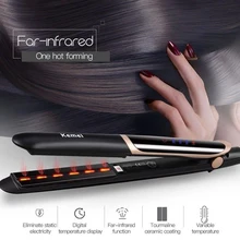 Профессиональный Выпрямитель для волос Kemei, Электрический утюжок для завивки волос, выпрямитель для волос с отрицательными ионами, светодиодный утюжок для завивки волос с дисплеем