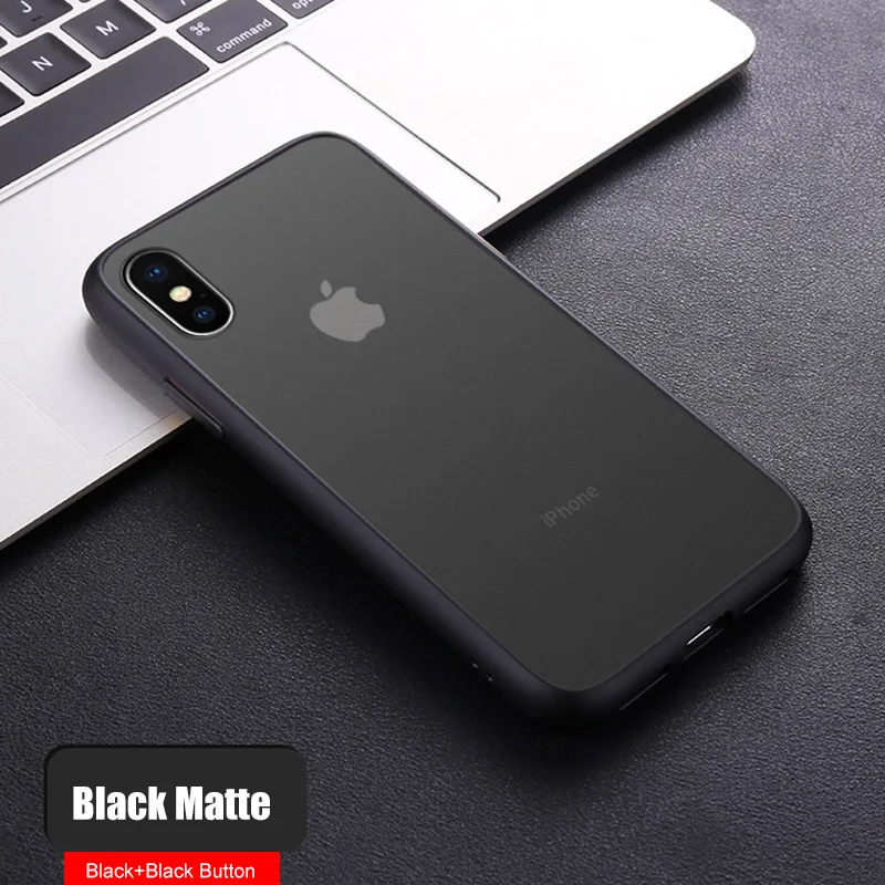 All Black Роскошный Матовый чехол для iPhone 11 Pro X XS Max XR 7 8 противоударный чехол полупрозрачный чехол для iPhone 7 8 6 6S Plus Чехлы Coque Funda - Цвет: All Black