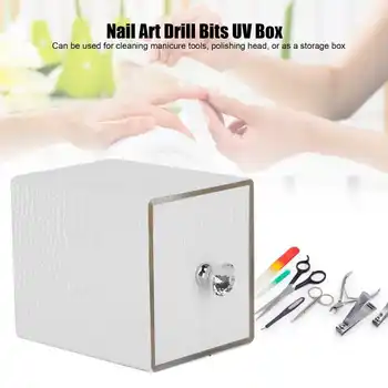 

Nail Art Drill Bits UV Box Dustproof Blue Light Nail Art Manicure Drill Bits Storage Box Case Nail Art Tools Cleaning Box