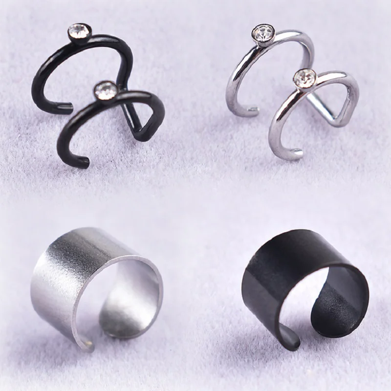 Punk Man/Women Stainless Steel Ear Clip Fake Earring Cuff Wrap Earrings No piercing-Clip On Cartilage Wrap Jewelry 1 Piece
