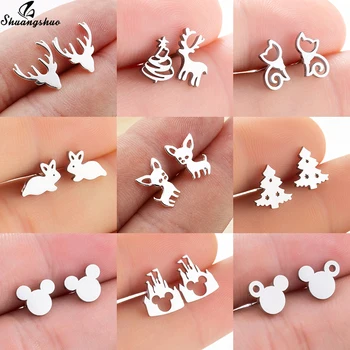 

Shuangshuo Tiny Deer Earing Small Mickey Stud Earrings for Women Girls Kids Lucy Ear Jewelry Fashion Mini Cute Earings piercing