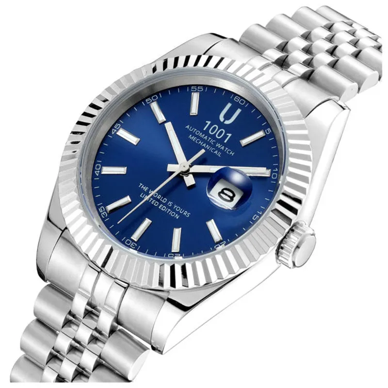 Часы мужские механические водонепроницаемые из нержавеющей стали 5 цветов |