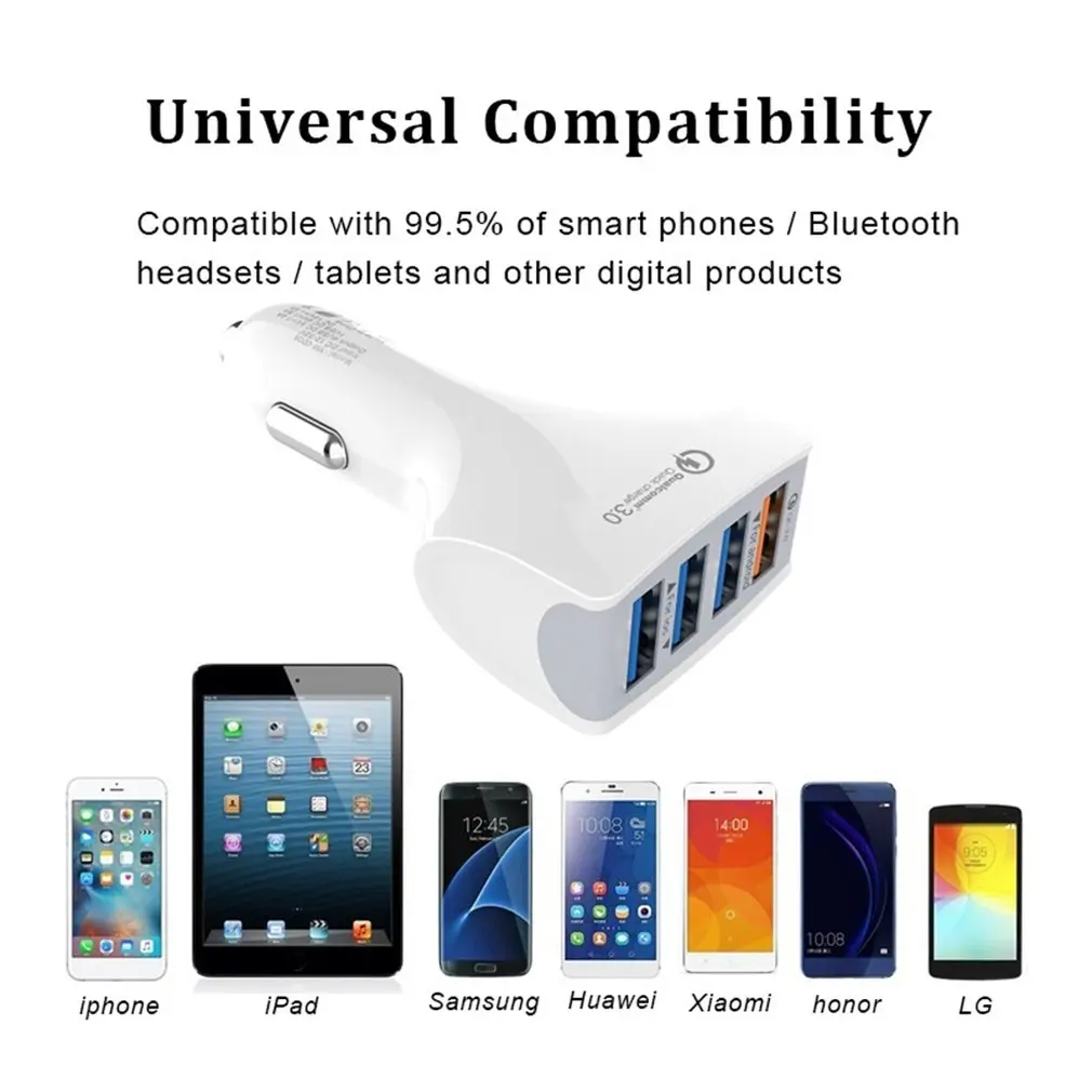 QC3.0 многофункциональное 4-портовое USB быстрое зарядное устройство 4 USB Смарт быстрое зарядное устройство адаптер для автомобиля мульти-защита
