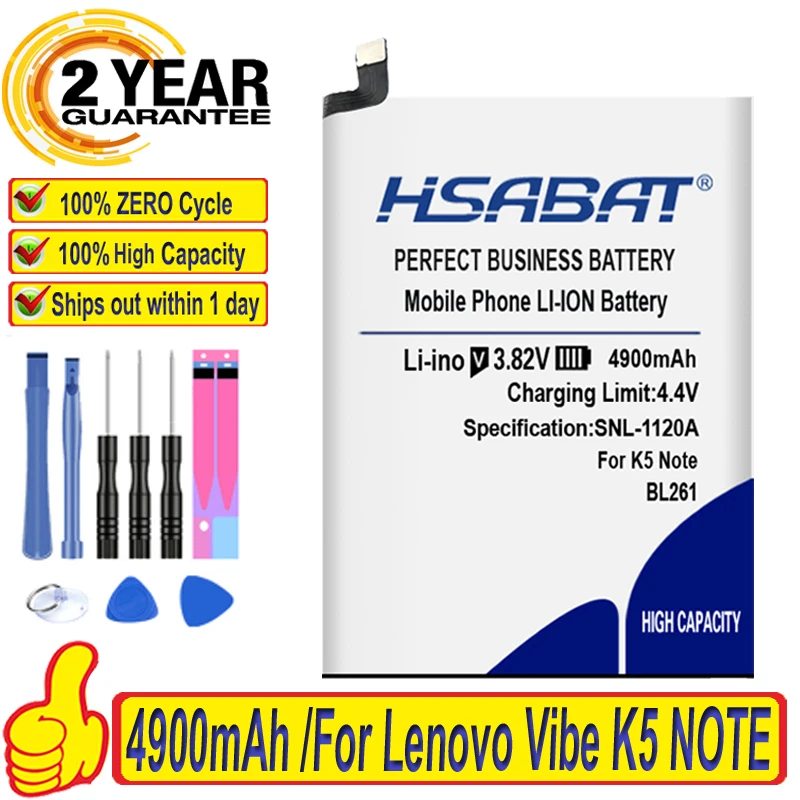Топ бренд 100% Новинка 4900 мАч BL261 Аккумулятор для Lenovo Vibe A7020 K52t38 K52e78 K5 Note K5Note Lemon A7020a40