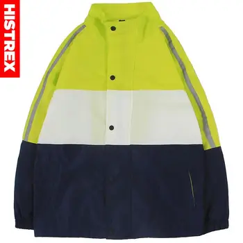 

Mens Hip Hop Windbreaker Jacket Color Block Patchwork Retro Vintage Streetwear Jacket Coats Autumn 2020 Harajuku Jacket Oversize