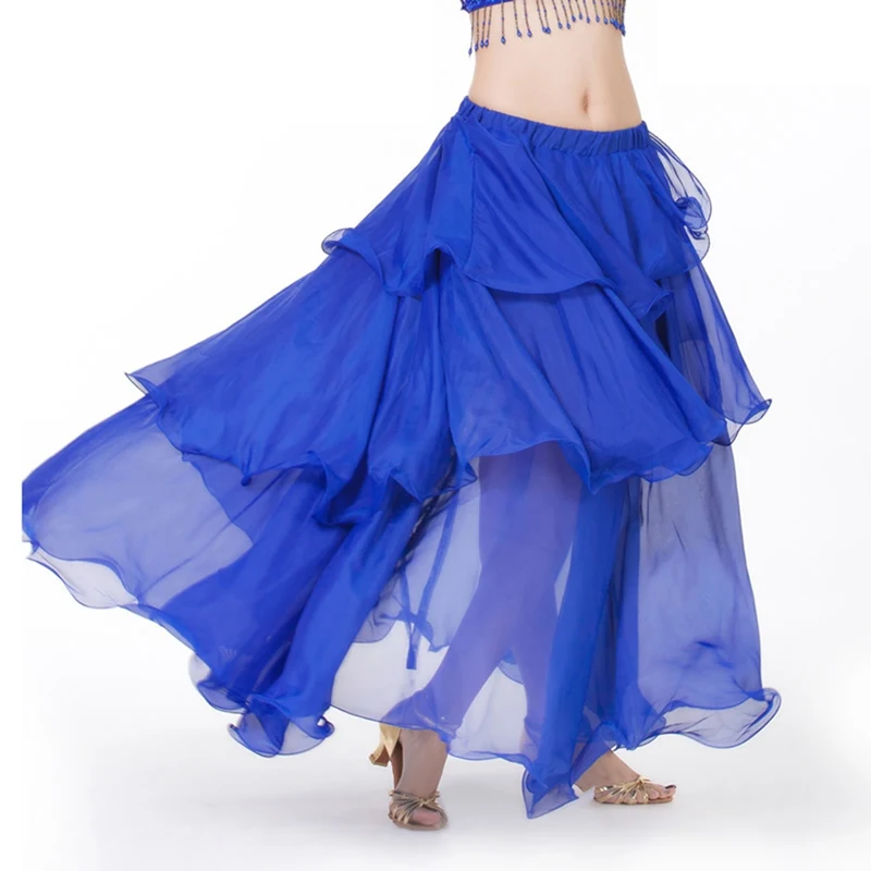 Костюмы для танца живота длинной волны платье для танцев бальные костюмы взрослая сценическая одежда для латинского Танго, Одежда для танцев, сценический костюм костюмы - Цвет: Sapphire