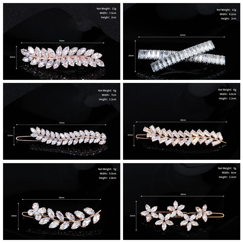 Hair Accessory Hair Clip Hair Headdress Bridal Headwear Miallo Fashion Barrette Cubic Zirconia Leaf Hair Clips for Women Accessories Bridal Wedding Hair Jewelry Party Bride Headpiece