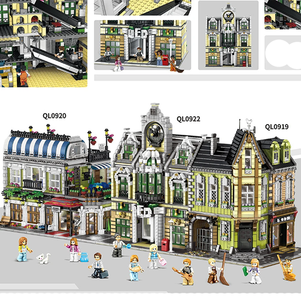 Новые 4 модели MOC Creator City Streetview серия модель строительные игрушки Рождественские