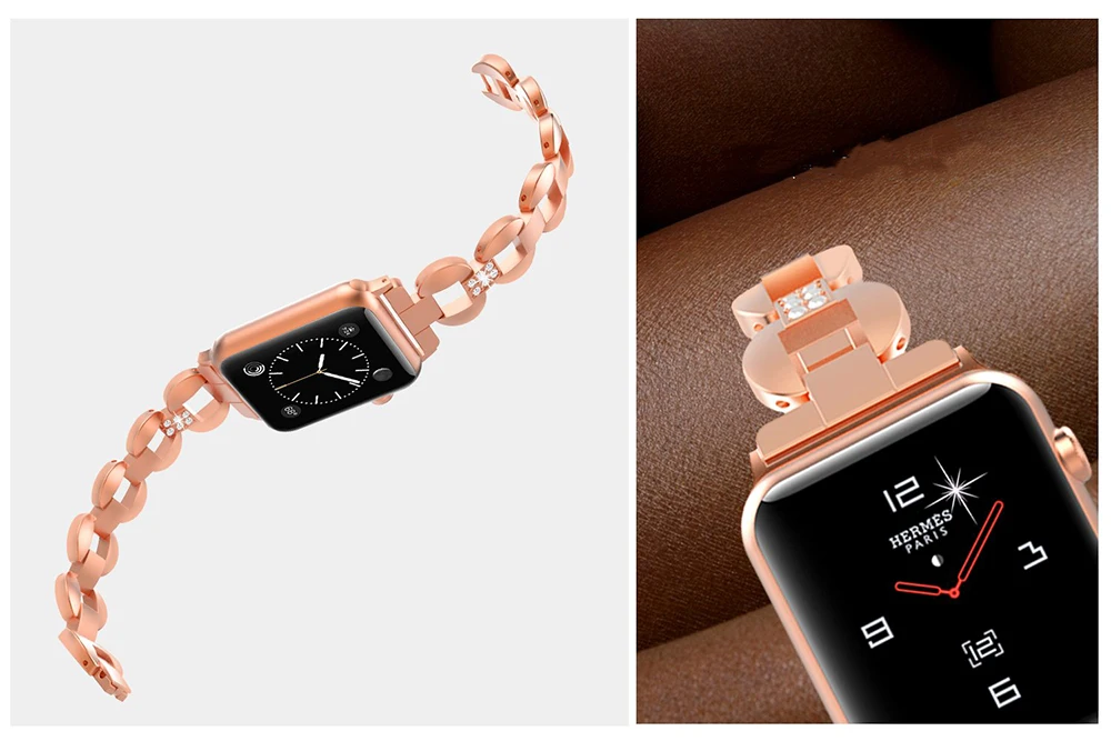Роскошный металлический ремешок из нержавеющей стали для Apple Watch Band 38 мм 42 мм 40 мм 44 мм ремешок с драгоценными камнями для Iwatch 5 4 3 2 1 Аксессуары