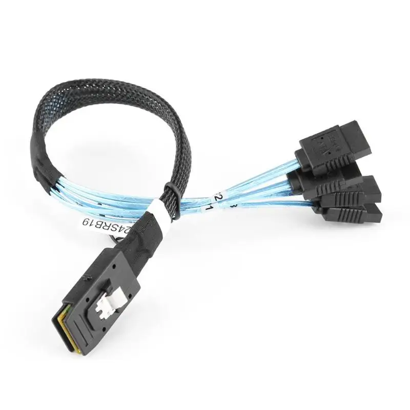 

ALLOYSEED 0.3m Digital Data Cables Mini SAS 4i SFF-8087 36P 36-Pin Male to 4 SATA 7-Pin Data Splitter Adapter Cable Wire Cord