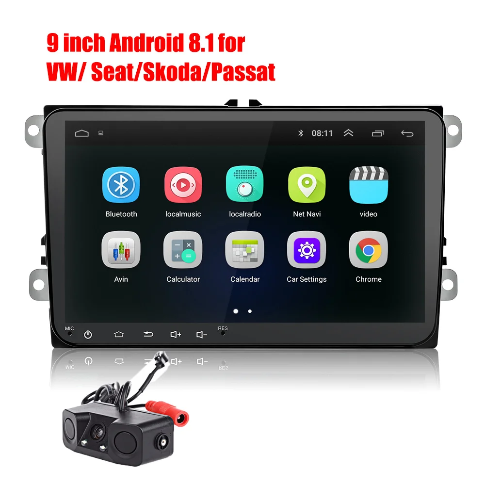 Двойной 2Din Автомагнитола Android 8 gps 9 ''авто для Golf Polo Passat Beetle Touran SKODA SEAT Wifi bleutooth 2din Автомагнитола - Цвет: with pz451