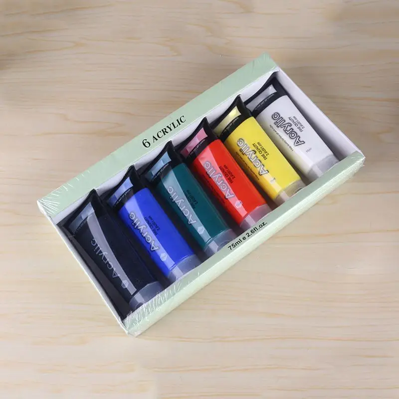 

6 Colors 75ml Professional Acrylic Paint Set Drawing Painting Pigment Wall Hand-painted for Kids DIY
