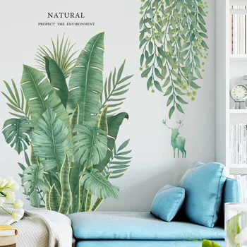 

Removable Nordic style Banana Leaf Wall Stickers for Living room Bedroom Dining room Kitchen Kids room Wall Decals Sofa Murals