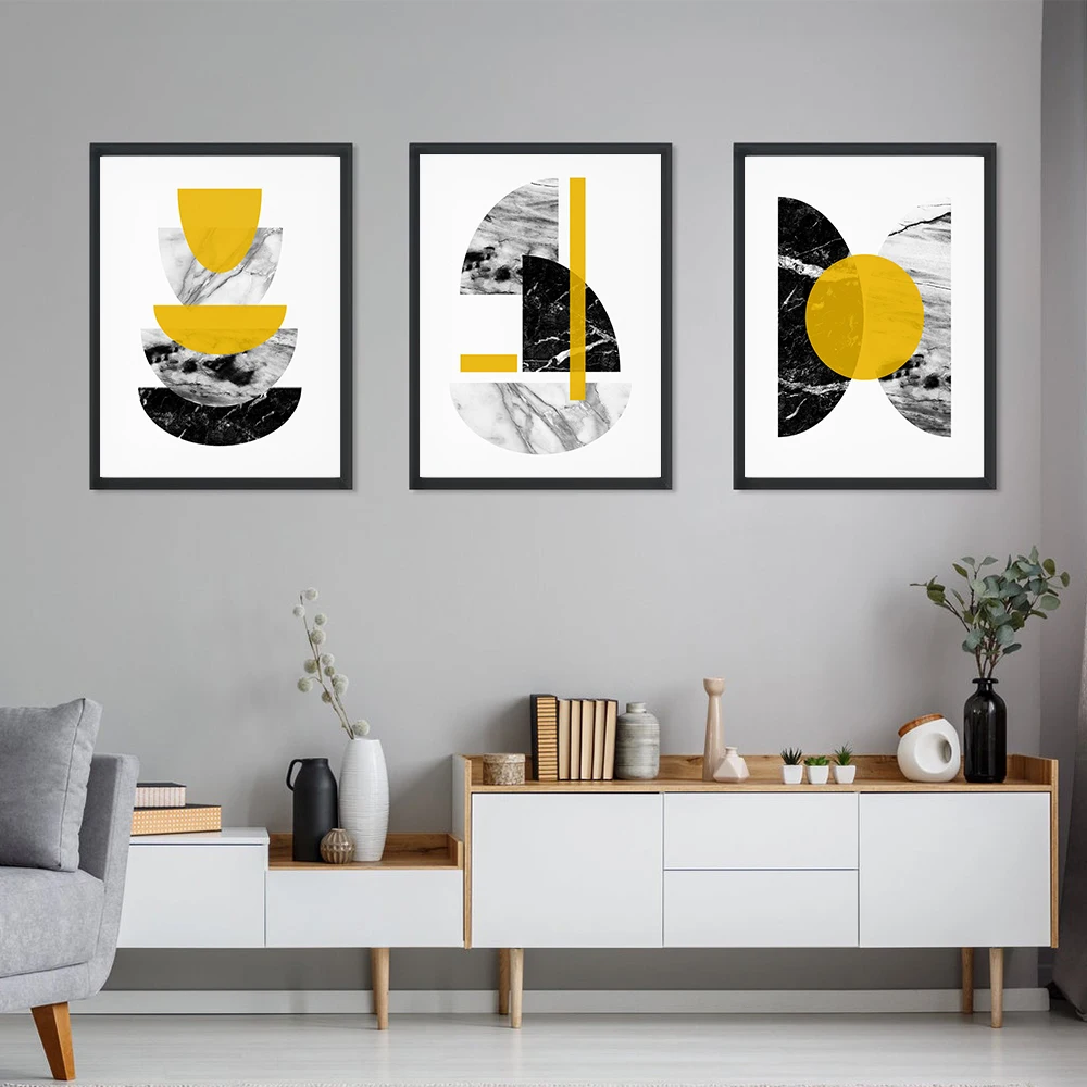 Abstract Geometry Poster Mustard Yellow Art Wall Art Canvas Painting Nordic Pictures Aesthetics Prints Living Room Home Decor