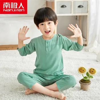 

NANJIREN Kids Pajamas Girls Boys Sleepwear Set Nightwear Baby Infant Clothes Solid Color Pajama Sets Cotton Children's Pajamas