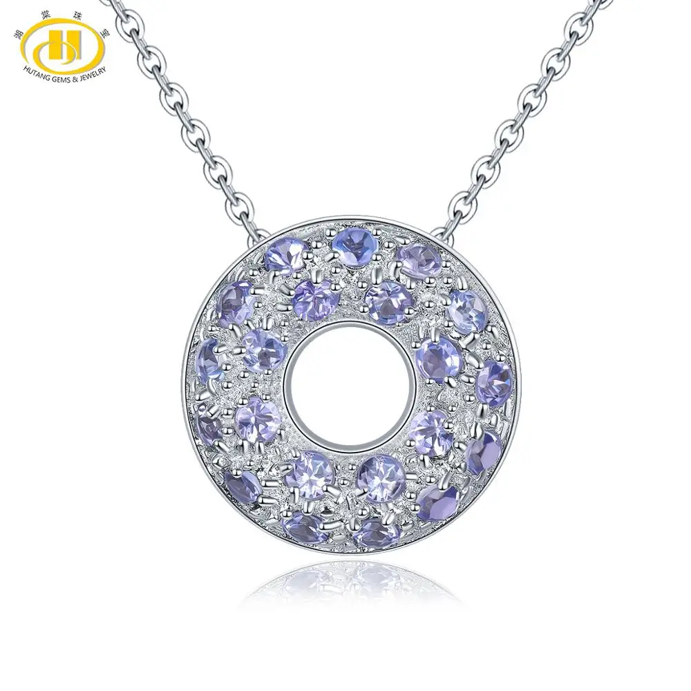 Tanzanite Hutang, натуральный много драгоценных камней, монета, женский кулон, аметист, цитрин, перидот, твердая 925 пробы, серебряная цепочка, изящные элегантные ювелирные изделия - Цвет камня: Tanzanite