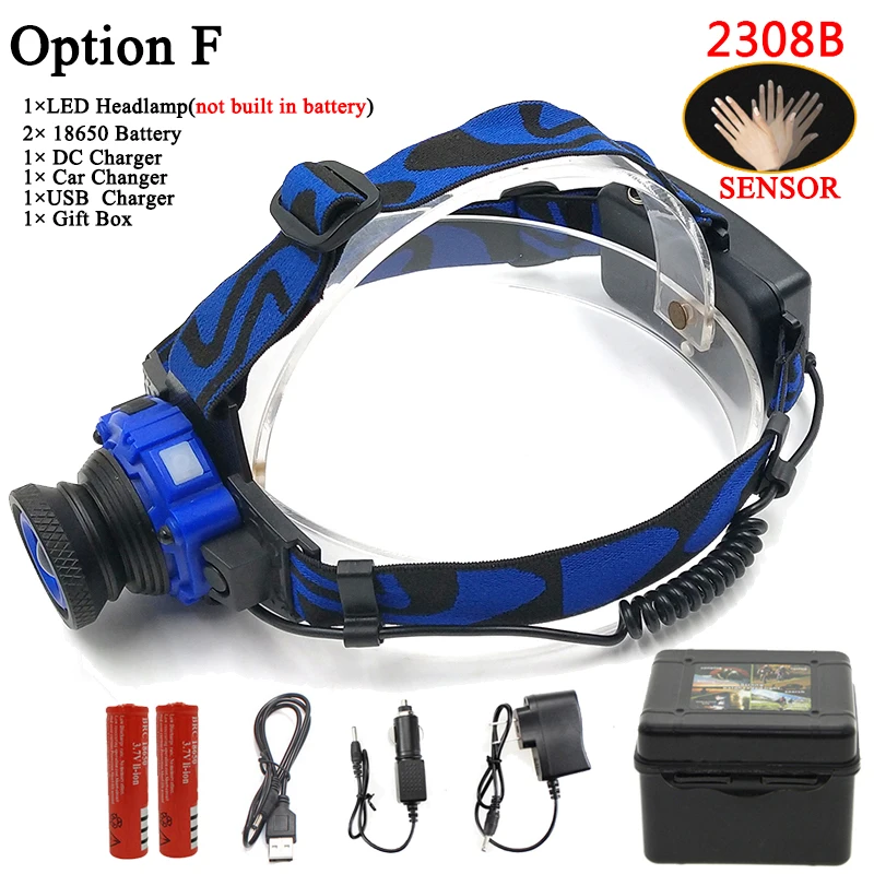 Litwod Z302308 Q5 Led Bright Headlamp Head Light Head Flashlight LED Headlight Build-in Rechargeable Battery Head Lamp Zoomable - Испускаемый цвет: F