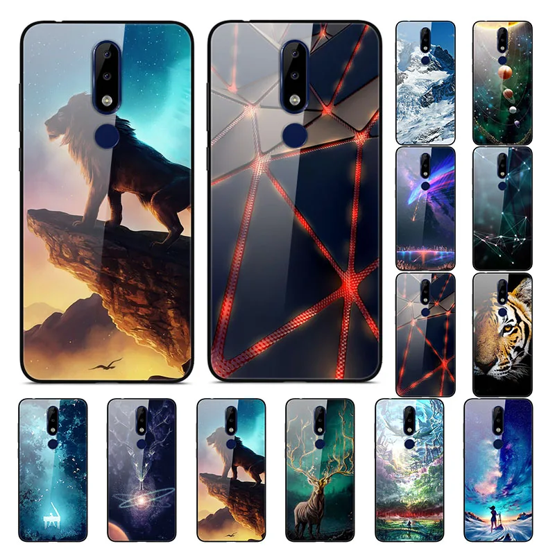 

for Nokia 8 Case Nokia8 Cartoom Printing Tempered Glass Phone Cases for Nokia 9 Case Nokia9 fundas Coque Soft Bumper Fashion