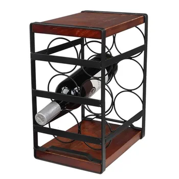 

Classical Wooden Rustic Wood Countertop Wine Rack 6 Bottles Holder Kitchen Bar Display Shelf Organizer Home Table Decoration