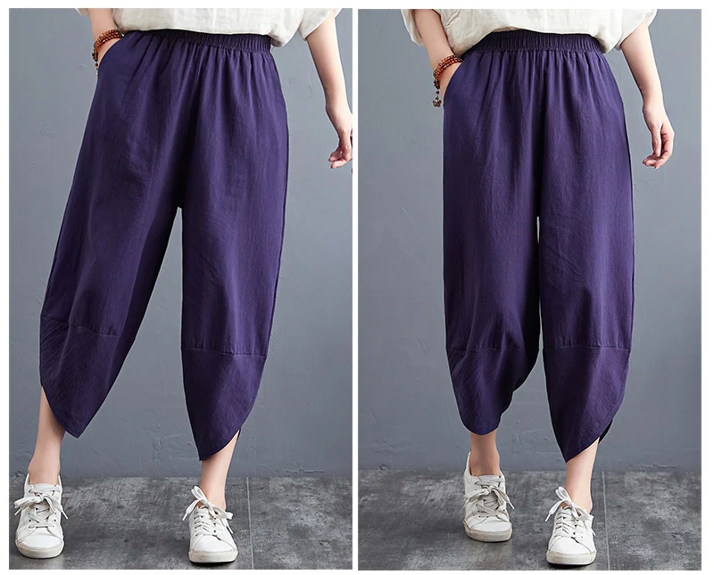 Shimai Cotton Linen Loose Trousers Women Loose Pants Large Size Straight Leg Pants Unique Wide Leg Pant Ladies Summer Pure Pants plaid pants