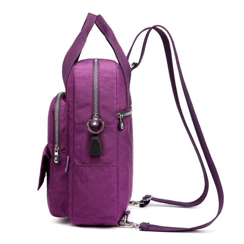 Женские рюкзаки с зарядкой через usb, сумка для ноутбука, женский рюкзак в стиле колледжа, водонепроницаемый нейлоновый женский повседневный рюкзак для путешествий