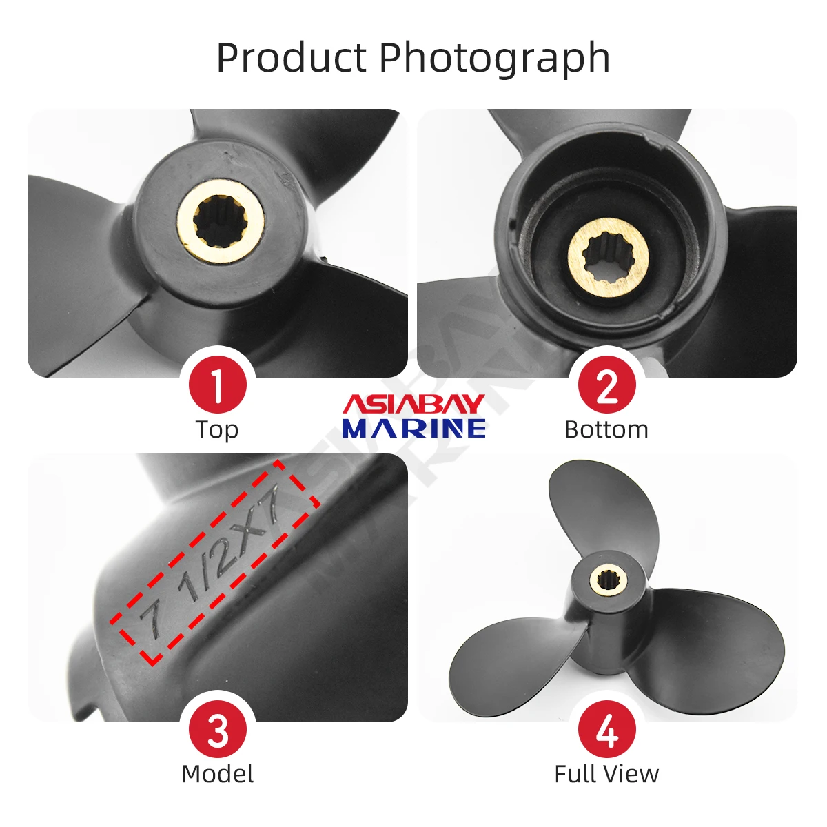 Outboard Propeller For Suzuki 4Hp 6Hp 7 1/2*7 Boat Motor Aluminum Alloy Screw 3 Blade 10 Spline Tooth Ship Marine Engine Parts marine propeller