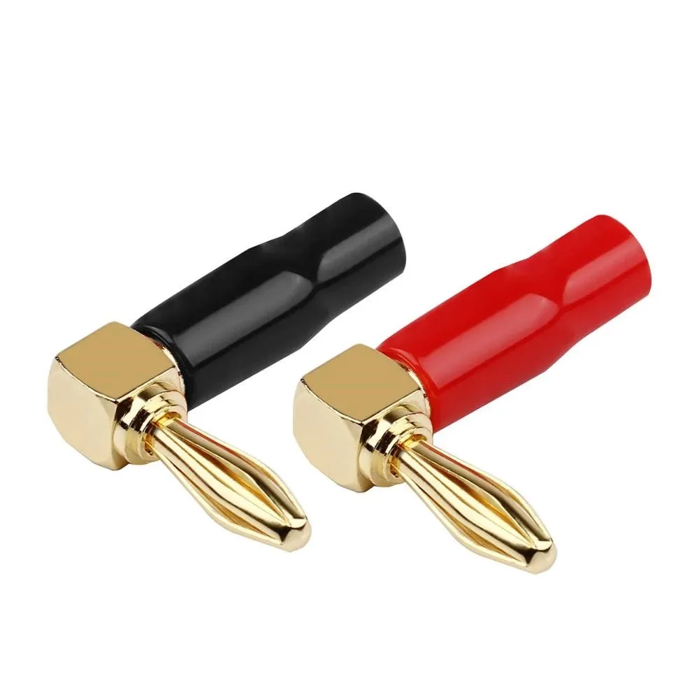 Banana Plug Speaker 90 Degree Audio Connector 6mm Solder Wire Connectors Gold Plated Terminals Jack Adapter Red Black | Электроника