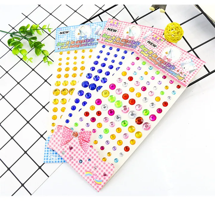 2  6-12mm Rhinestones Stickers Acrylic Different Size Single Round Crystal Stickers Women Mobile Phone Shell Decor Drill Sticker