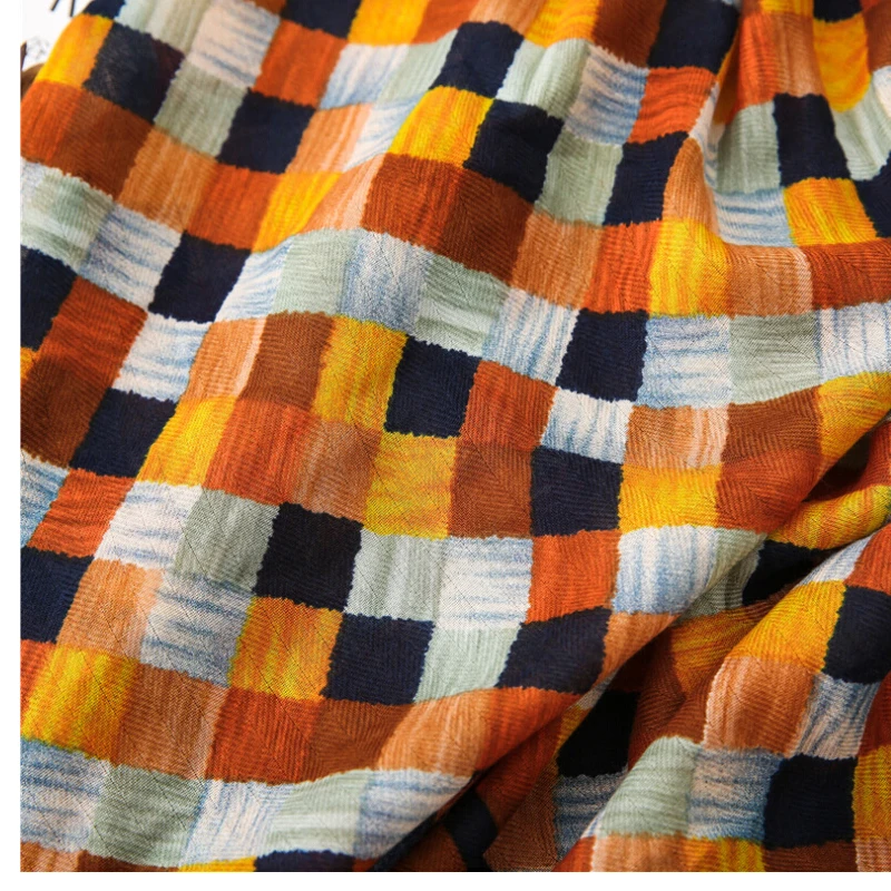 Fashion Women grid Scarf Long size 180x90cm Cotton scarves Winter Lady Scarves Soft Shawl Wrap Scarf Elegant for Christmas  (40)