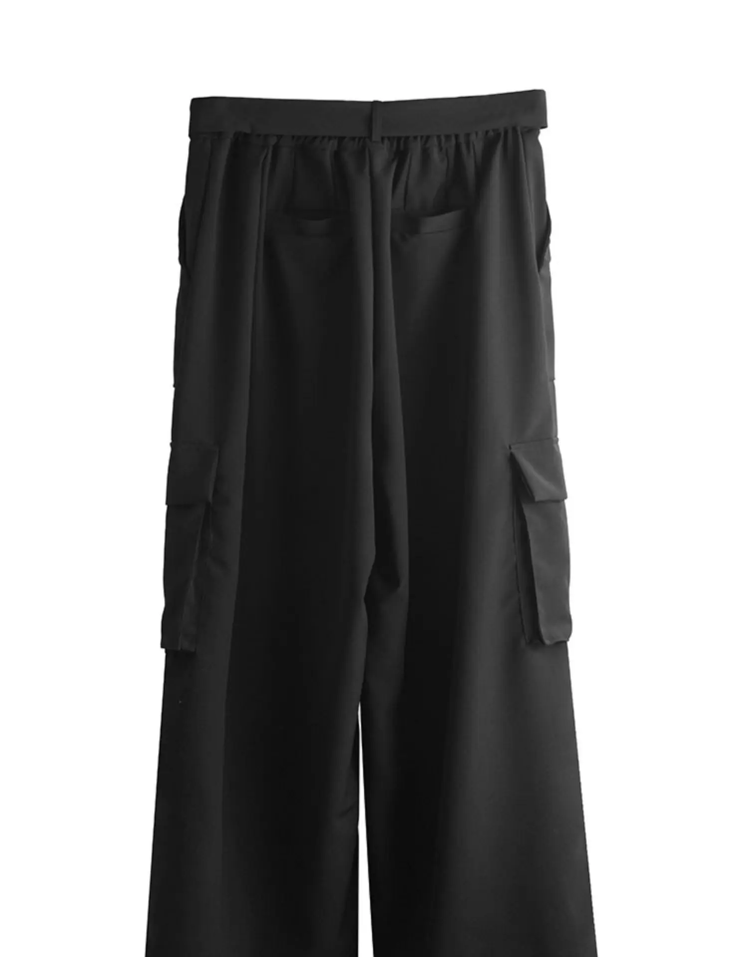 Men's pants Autumn winter belt loose bell-bottom cargo pants culottes for men casual pants large size black youth Yamamoto style